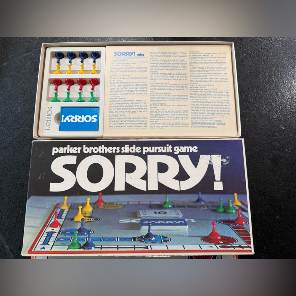 Vintage 1972 Parker Brothers Sorry! Slide Pursuit Game – Complete - Picture 5 of 9
